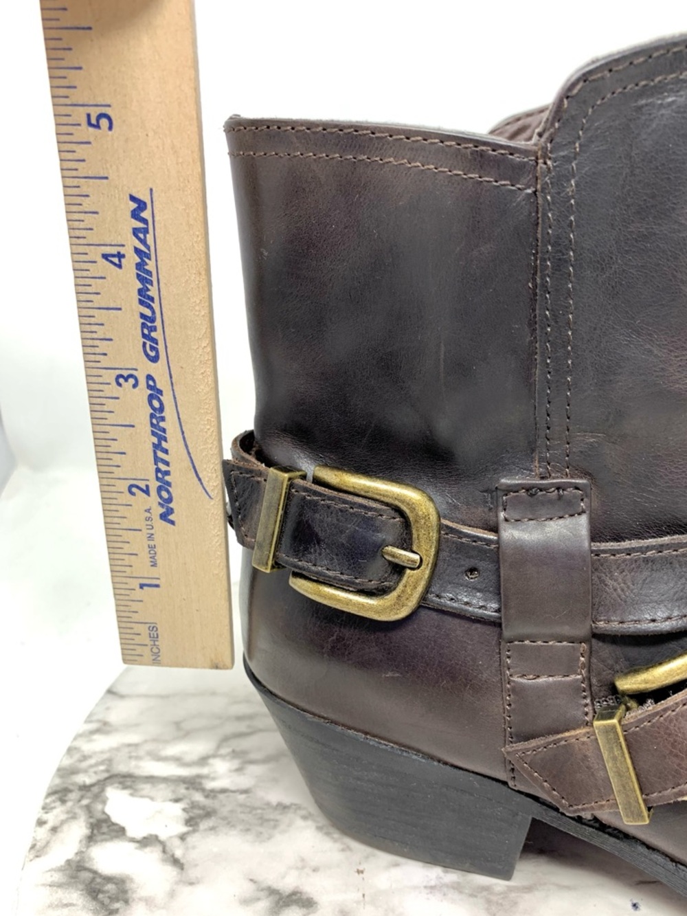 Me Too Zuri Dark Brown Leather Buckle Harness Ankle Booties 8 Bohemian Moto Chic - Picture 12 of 16